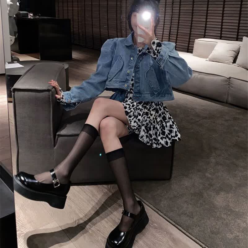 【优选直发】小腿袜丝袜中筒女夏季薄款jk袜透肤白丝黑丝中筒半截 小腿袜黑色 1双 均码 80-160斤可穿