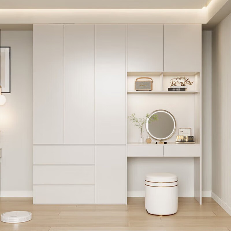 安森威2026新款实木衣柜家用卧室现代简约小户型收纳柜梳妆台衣橱一体 [1.9m宽*2.4m高]四门衣柜  组装