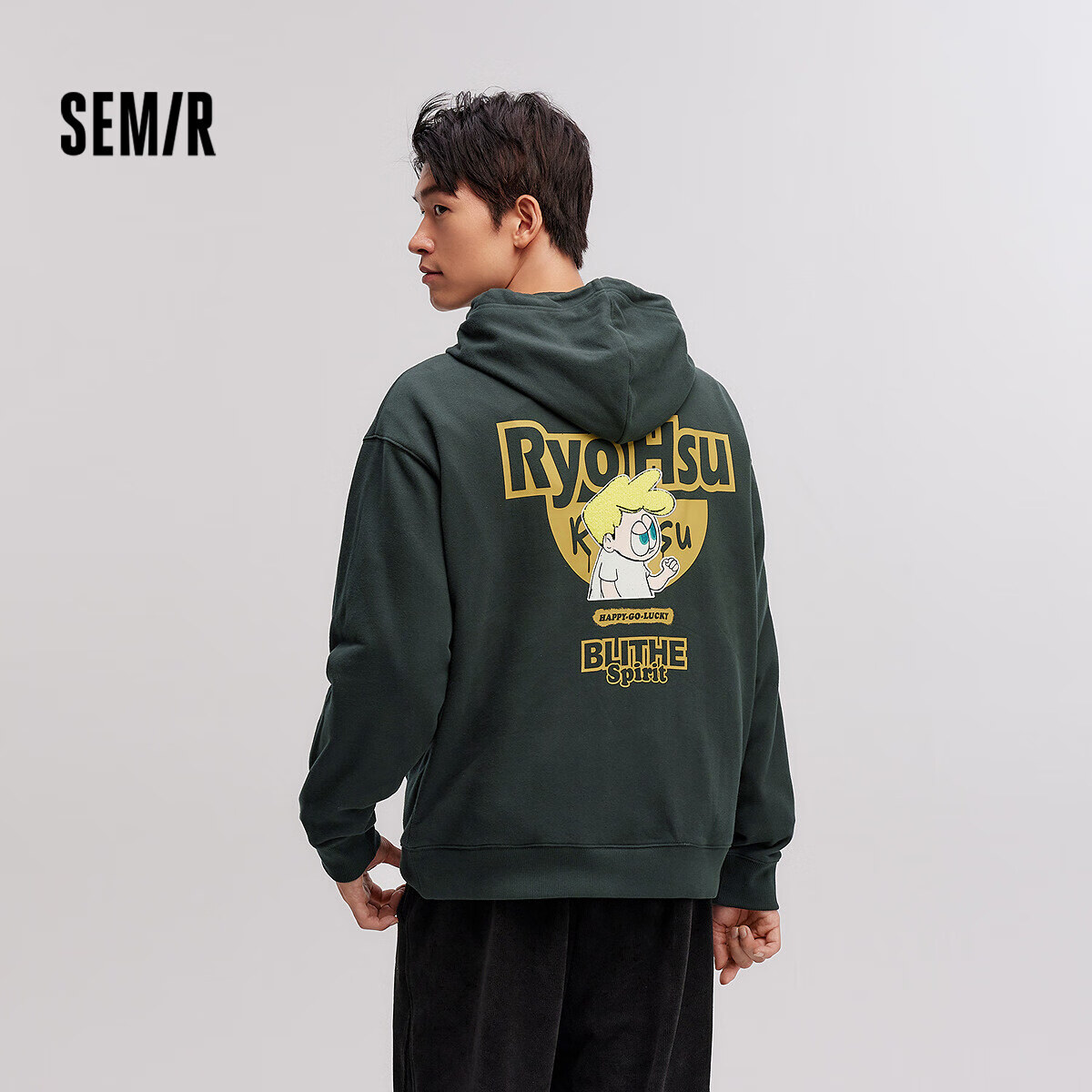 森马（Semir）×RYO艺术家系列连帽卫衣男宽松印花情侣装上衣冬101724116204