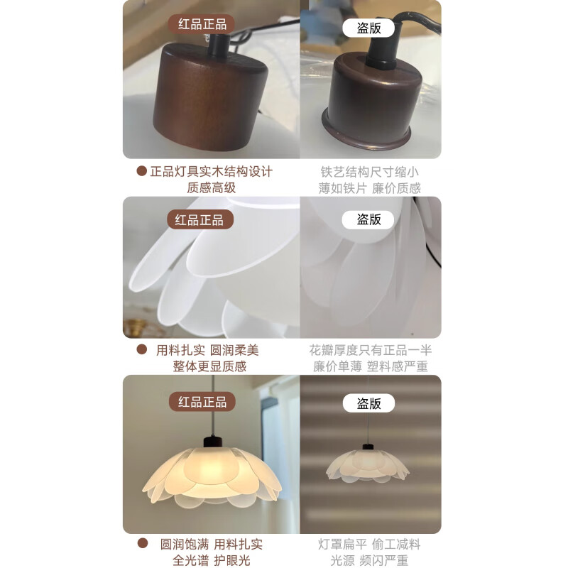 红品爱家法式中古风餐厅吊灯奶油风2026新款书房间高级感花瓣吧台餐桌灯具 吊灯款/45CM三色光(亚克力花朵