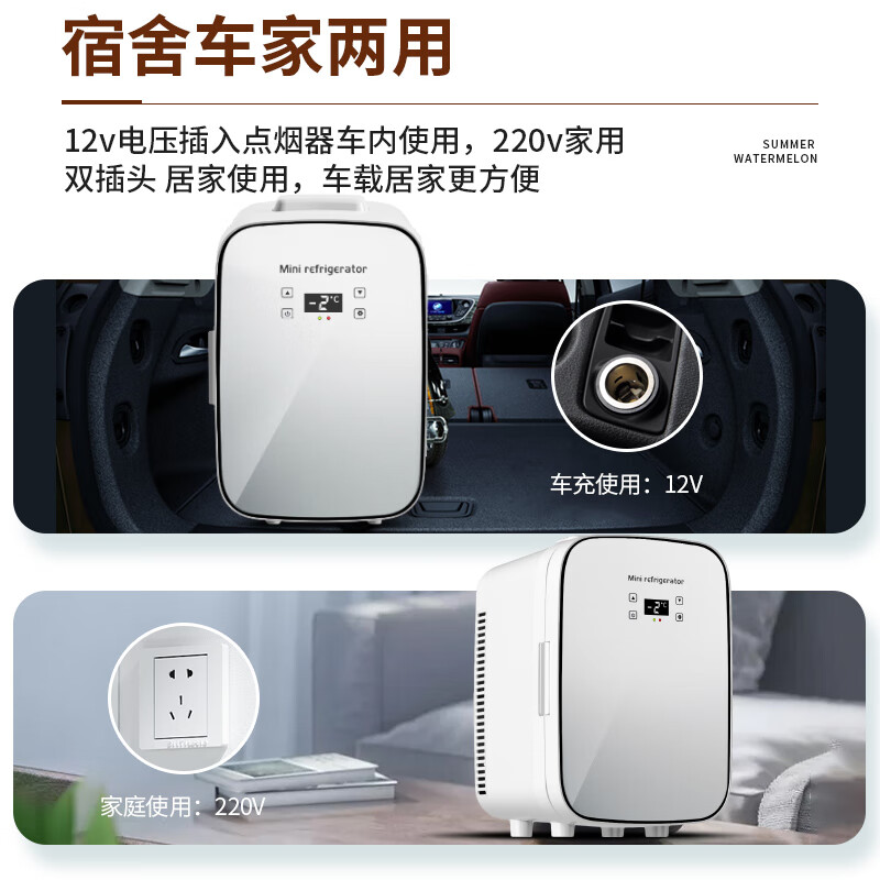 酷宝（Coolbox）迷你小冰箱租房用小型冰箱宿舍冷藏冷冻药品母乳雪糕一人车载冰柜 双核数显-药品母乳 车家两用 10L