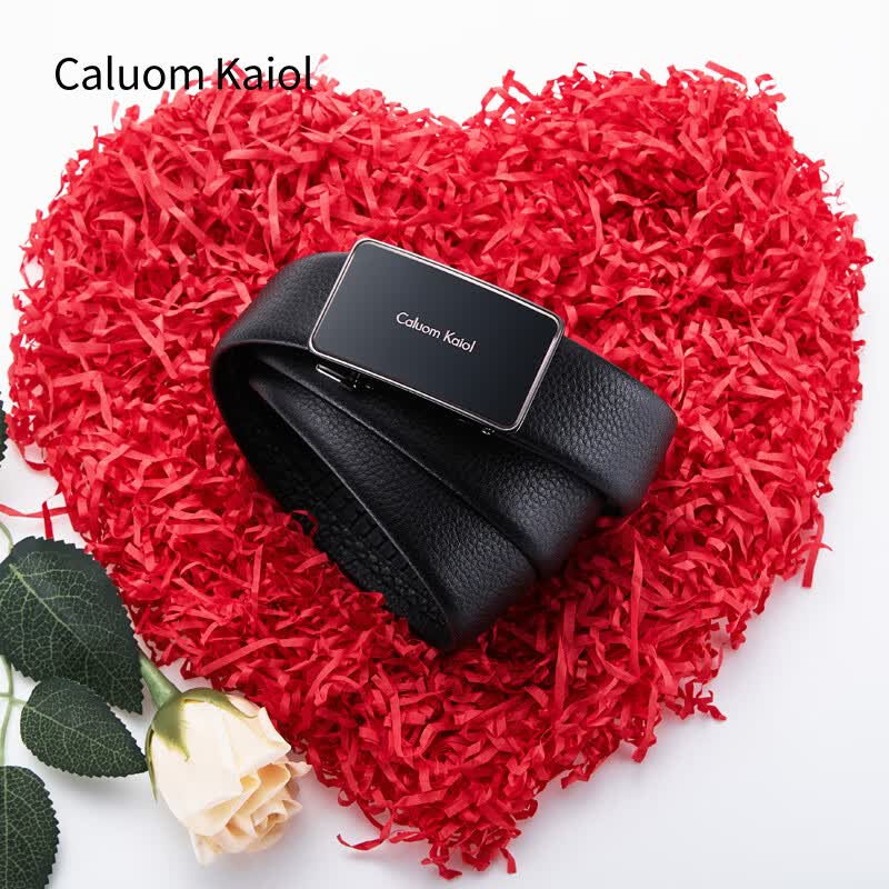 Caluom Kaiol男士皮带男真皮自动扣头层牛皮腰带礼盒实用生日礼物送男友老公 内穿款-玫瑰金色+头层牛皮【专柜礼盒】 110cm -130cm联系客服指定/随机