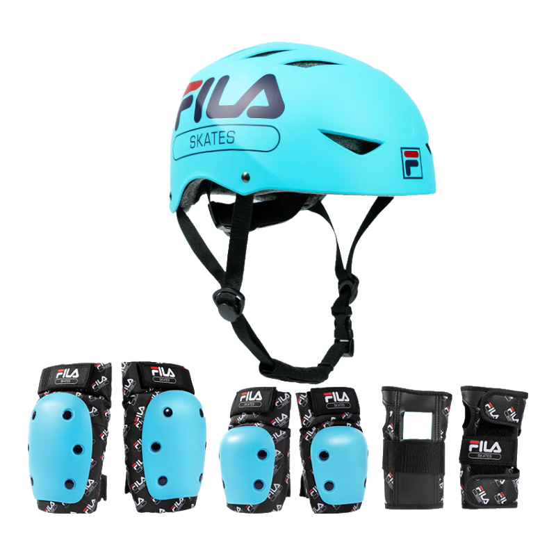 斐乐儿童头盔护具轮滑滑板滑板车垫护臀防摔自行车护膝平衡车斐乐1 7件套 帅气蓝头盔+蓝色护具套装 XS码(建议30-60斤)
