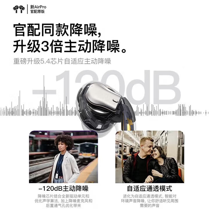 【原装正品pro2】华强北2025新款 顶配款无线适配苹果蓝牙耳机 iphone16手机15无线入耳式 2025新款 ANC主动降噪+电量显示 出口俄罗斯100W