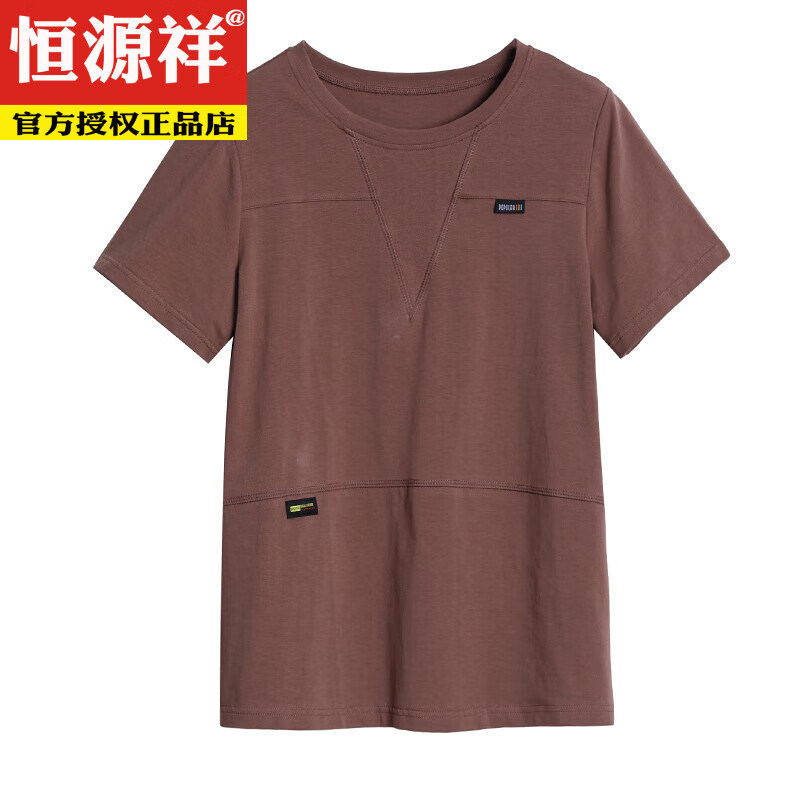 恒源祥纯·棉短袖t恤女 妈M妈上衣大尺码宽松2025年夏季新款中年老年女 885 #浅卡色 3XL (135-145斤)
