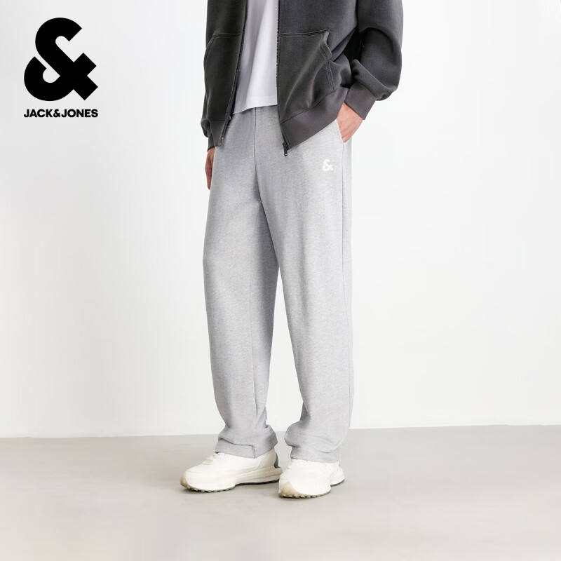 杰克·琼斯(JACK&JONES)男装秋季时尚潮通勤简约百搭舒适纯色纯棉运动卫裤直筒休闲裤男 GH1 浅花灰-直筒 31 175