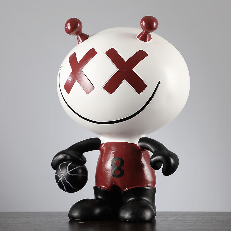 集思美现代抽象卡通打篮球造型摆件客厅书房卧室电视柜装饰艺术品摆设 白色