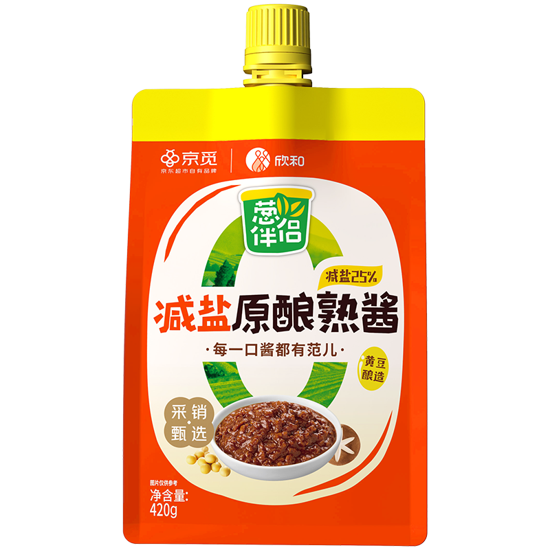 葱伴侣X京觅熟酱420g【0添加减盐黄豆酱】东北大酱拌面酱蘸酱欣和出品
