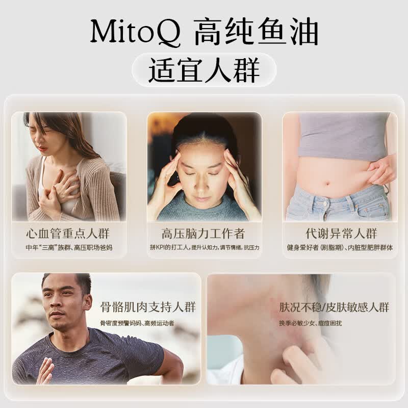 MitoQ99.6%高纯高EPA深海鱼油软胶囊 Qmega-3辅助血压血脂 rtg型 【 92%高EPA】 60粒*1瓶