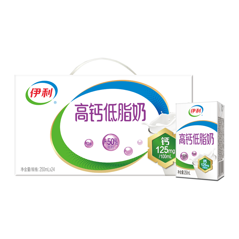 伊利5月产伊利无菌砖高钙低脂奶250ml*24盒儿童营养早餐伴侣整箱 5月产__高钙低脂奶250ml*24盒