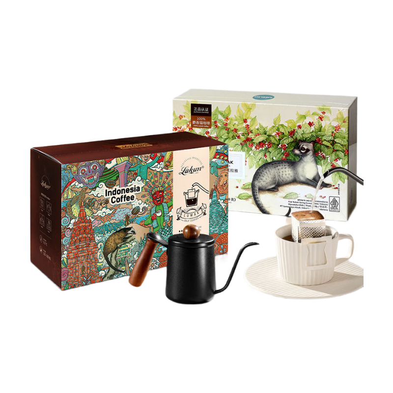 拉昆正品印尼進口貓屎掛耳咖啡禮盒精品手沖麝香貓咖啡粉下午茶咖啡 貓屎掛耳咖啡2盒組合