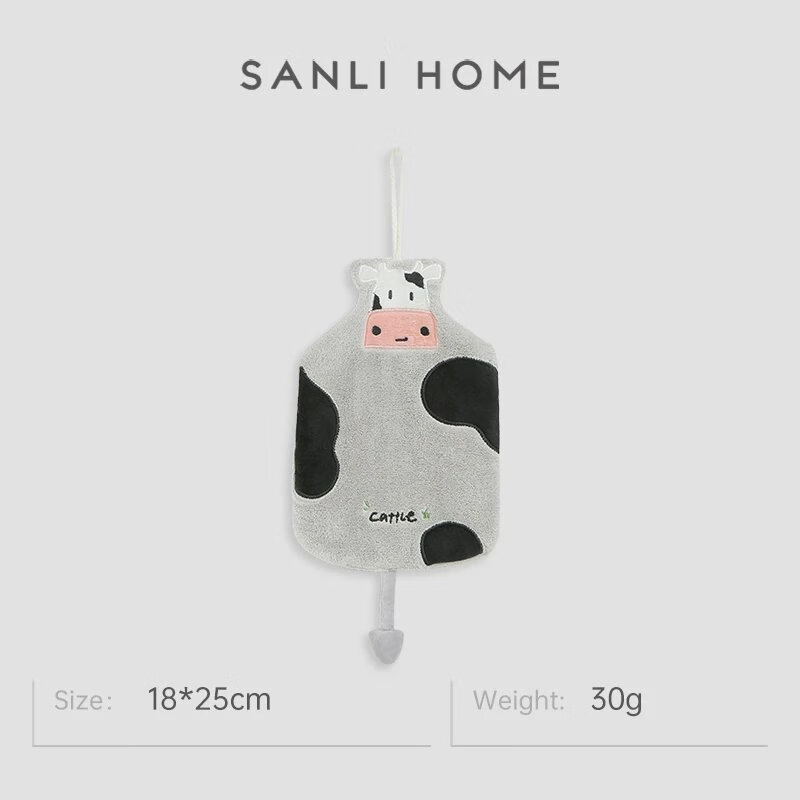 三利柔软可爱小动物擦手巾可挂式卫生间加厚吸水 牛气冲天 1条