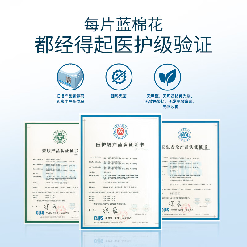 蓝棉花【吴宣仪同款】小新翼医护级卫生巾姨妈巾套装抑菌祛异味官方旗舰 【送帆布包】全家福7盒52片