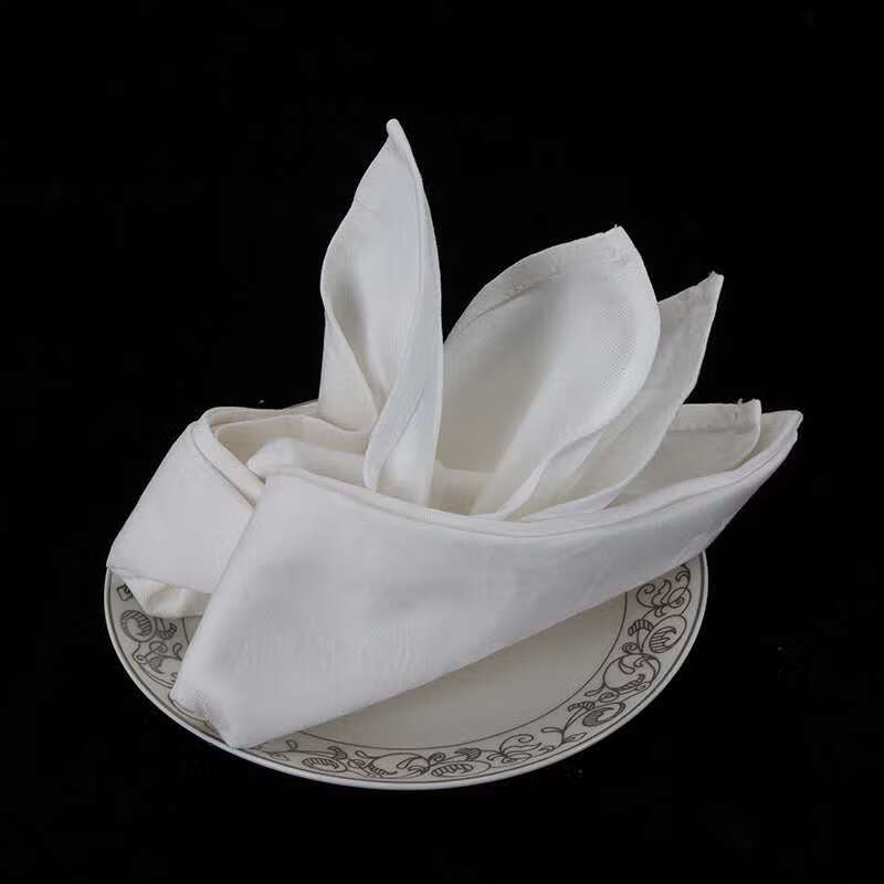 羽相印白色棉加厚餐巾 酒吧擦玻璃红酒杯杯布 折花口布 55cm*55cm加厚