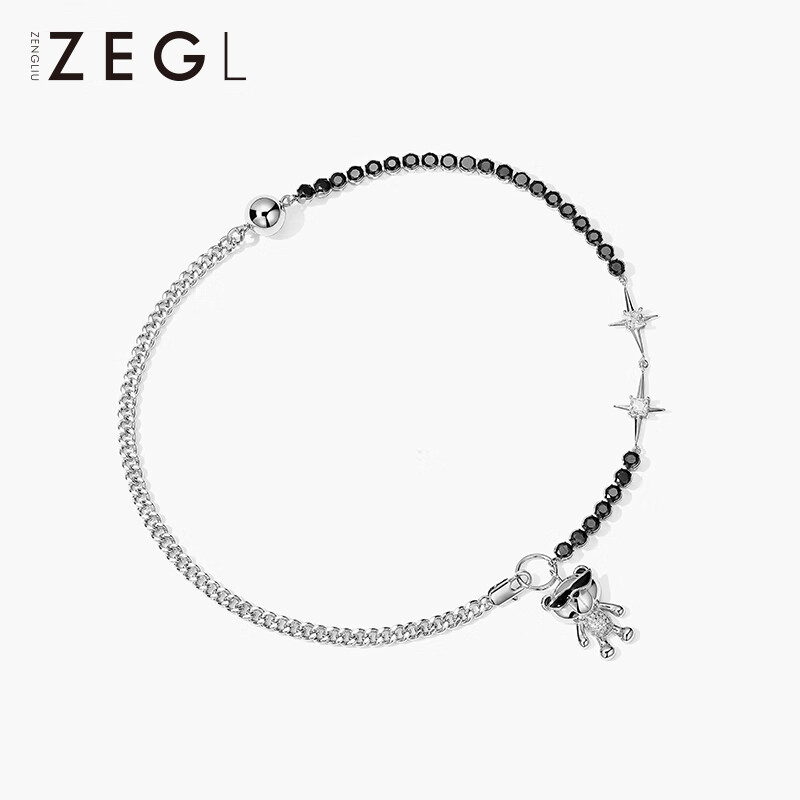 ZEGL設(shè)計(jì)師甜酷小熊星星項(xiàng)鏈女小眾設(shè)計(jì)感個(gè)性吊墜鎖骨鏈短款頸鏈 小熊鎖骨鏈