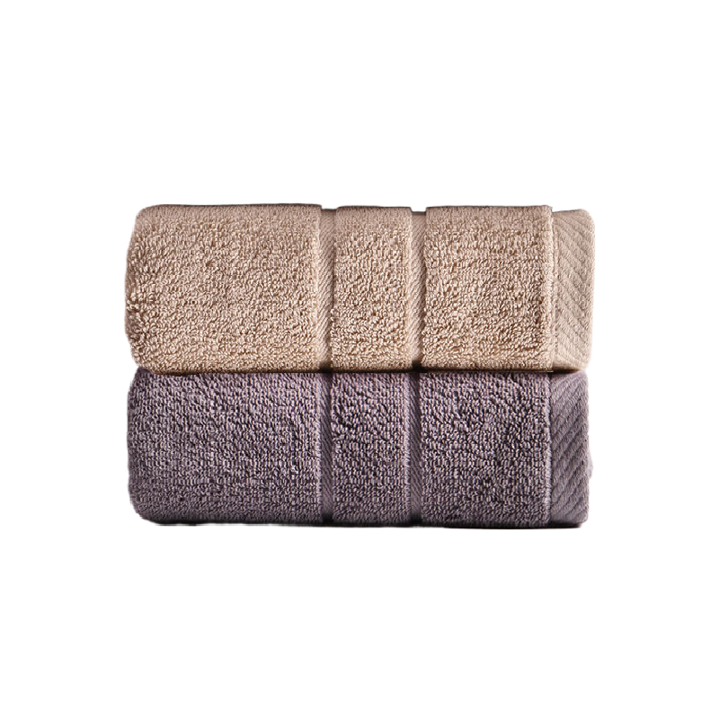 亚光毛巾纯棉A类埃及长绒棉柔软吸水不掉毛真彩面巾2条卡其/薄墨灰