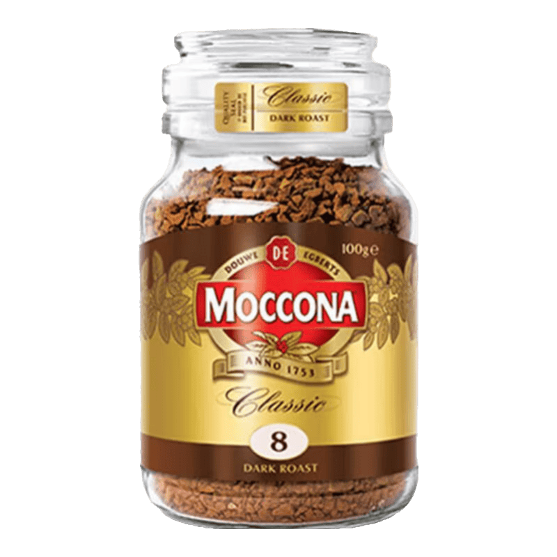 摩可纳（Moccona）经典进口冻干速溶黑咖啡罐装 摩卡拿铁健身 400次咖啡 【店铺TOP】经典8号 深烘100g/罐