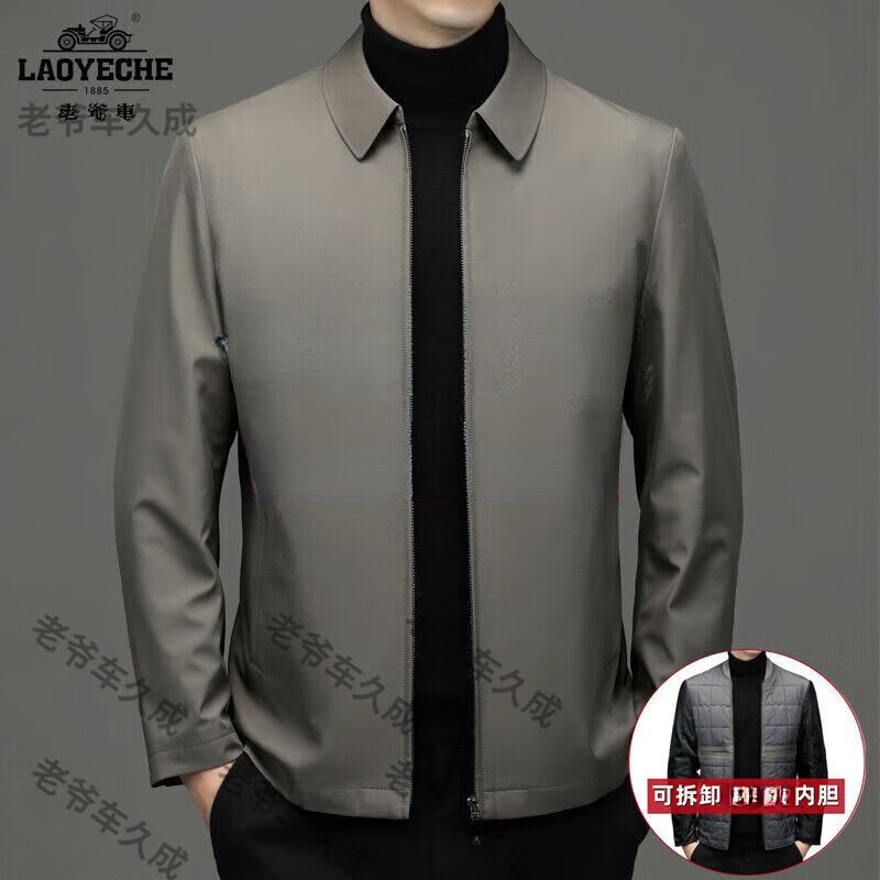 老爷车秋冬季新款高端夹克男中老年休闲保暖棉服爸爸装棉衣外套 2223款黑色拉链款 拆卸蚕丝棉内 M 170 100-120斤 体重