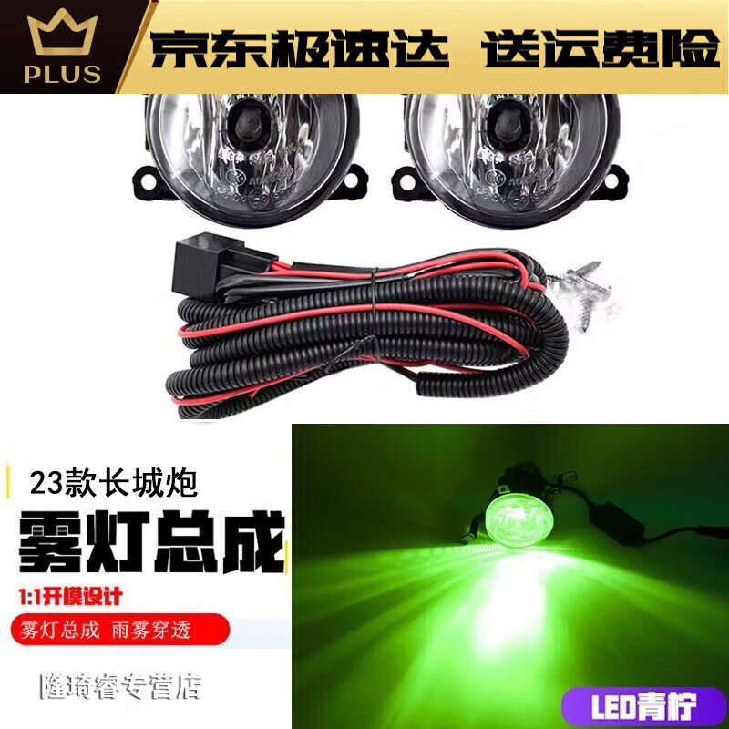 千馳嘉適用23款長城炮霧燈總成 商用版乘用版前防霧燈改裝LED日行燈加裝 長城炮前霧燈(LED青檸)