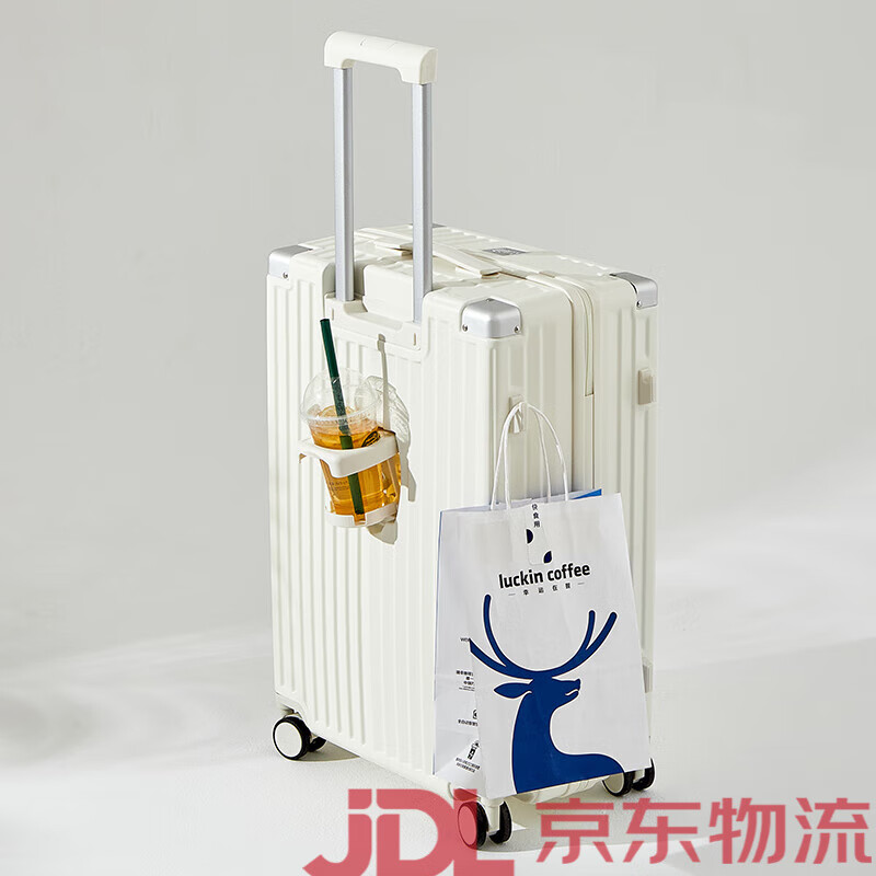 SOO2025新款行李箱萬向輪旅行箱登機箱20寸皮箱子24男女拉桿箱子 皓月白-折疊杯架·貼心側(cè)掛包扣 20寸-登機箱·干濕分離內(nèi)里