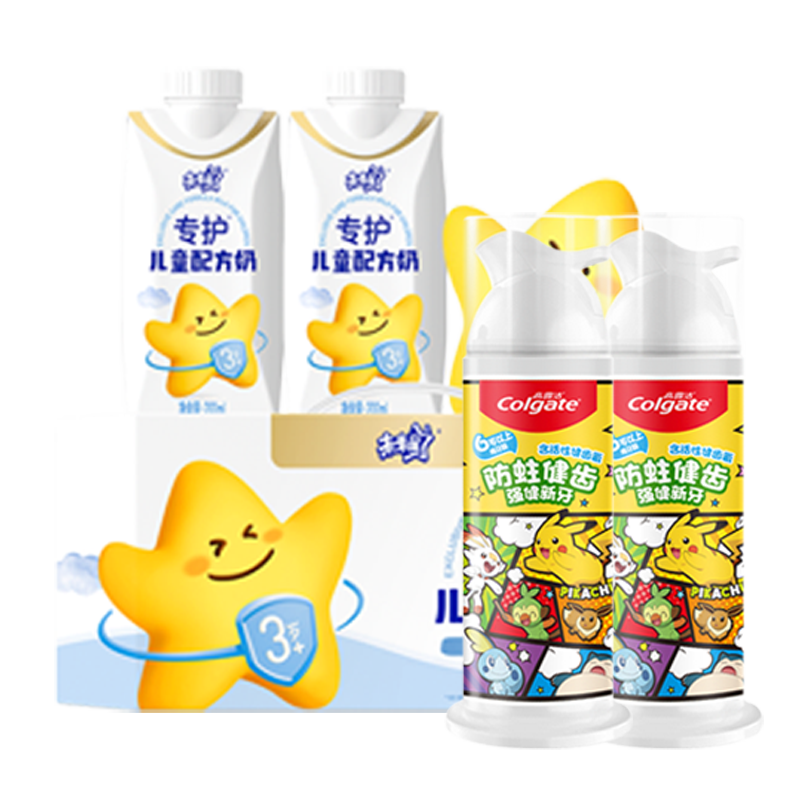高露洁宝可梦儿童牙膏6-12岁按压式蜜桃味85g*2+未来星200ml*10包
