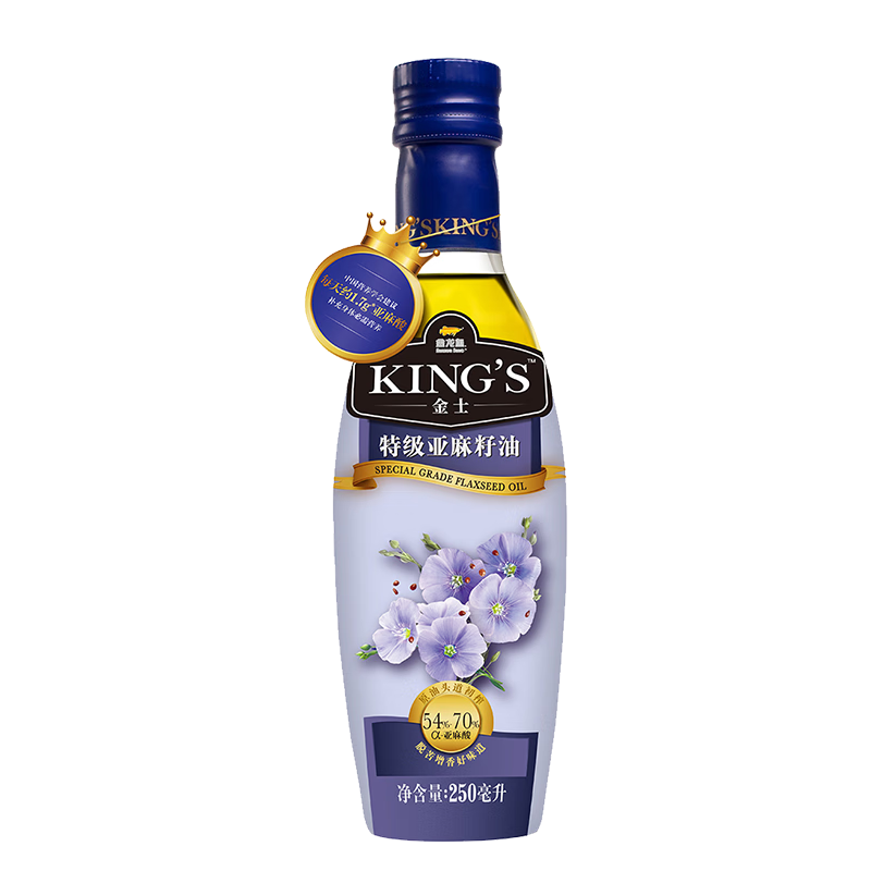 金龙鱼 KING’S 食用油 进口原料 特级初榨 亚麻籽油250ml