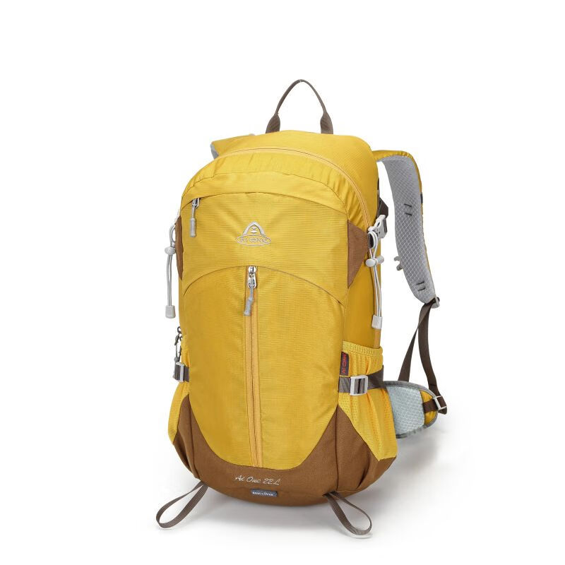 艾王（AIONE）耐磨尼龙防泼水22L登山背包男女户外徒步露营双肩包 黄色 22L