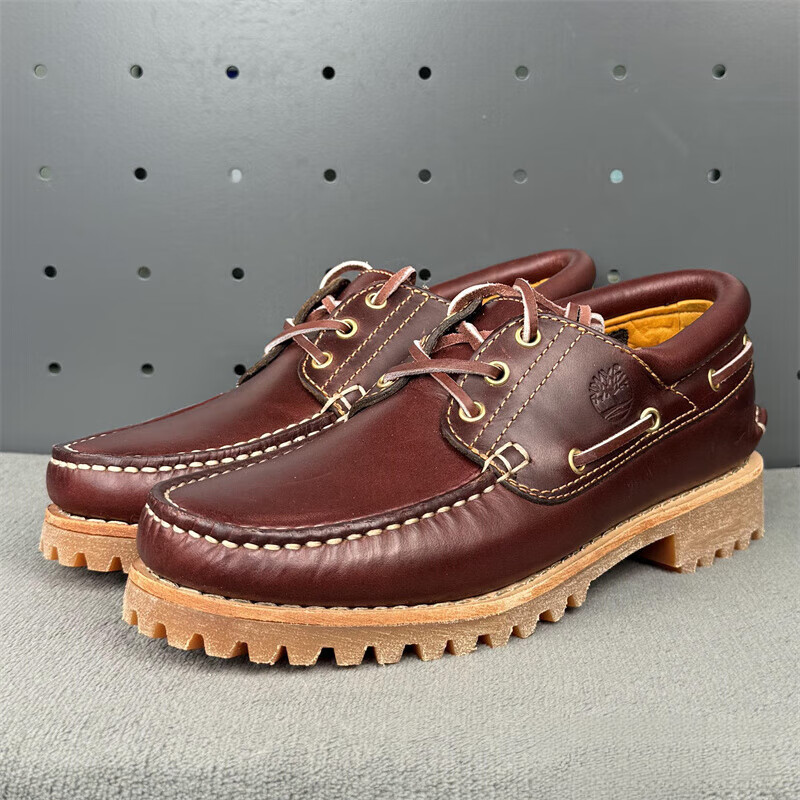 添柏岚（Timberland）春秋款Timberland添柏岚男鞋船鞋户外休闲耐磨牛皮手工轻便|50009 648-酒红色 40/7