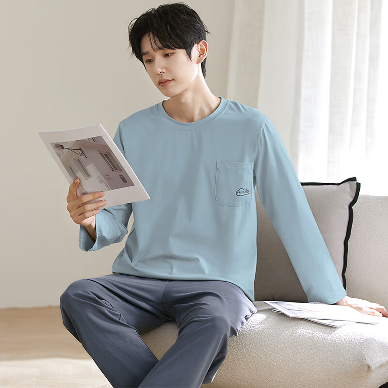 馨爱百年睡衣男秋冬长袖纯棉大码休闲运动可外穿中青年家居服套装 QH-2549 3XL