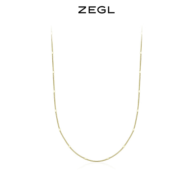 ZEGL【新品】925銀項鏈女素鏈盒子水波蛇骨間珠鎖骨鏈頸鏈銀飾裸鏈配 壓花圓蛇鏈