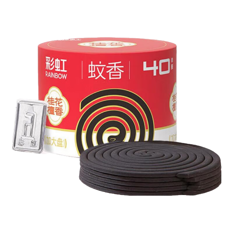 彩虹蚊香無煙盤香桶裝檀香驅(qū)蚊戶野外防蚊子加大盤 檀香型 160圈 4桶 +8支架【桂花香】