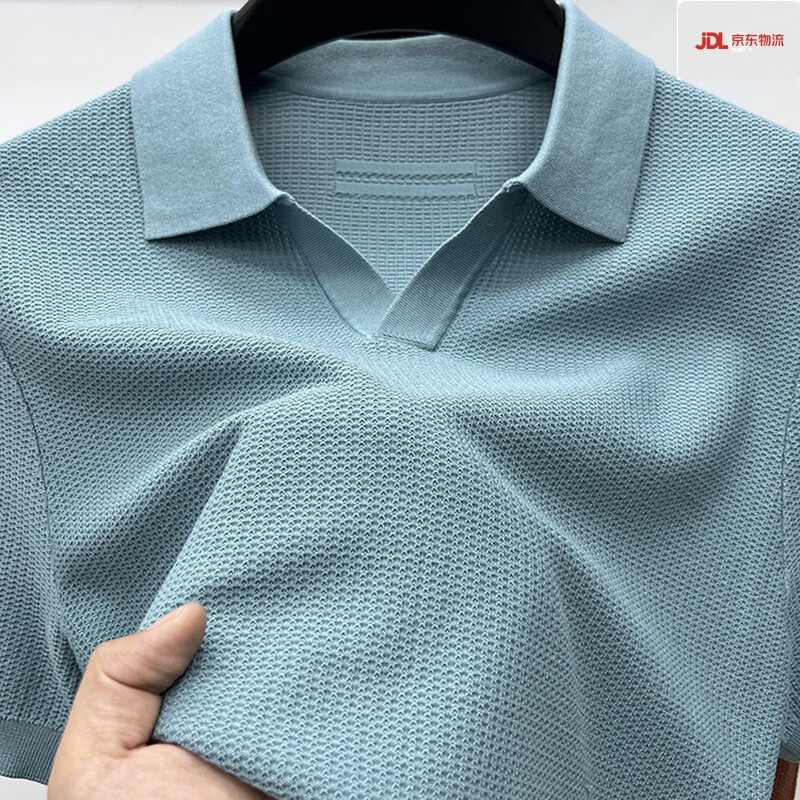 利郎短袖t恤polo衫海鸥领夏季凉感男2025新款针织桑.蚕.丝天丝棉薄 马卡龙 XL (175) 120-130斤