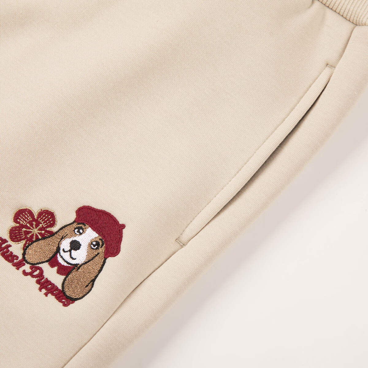 暇步士（Hush Puppies）童装儿童裤子2025冬季新款可爱舒适百搭针织净色一体绒长裤 浅沙灰 160 cm