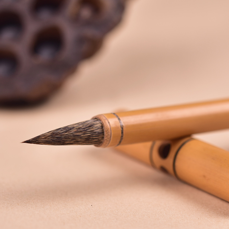 臻言 中楷纯紫毫毛笔 镂空带盖小行楷鼠须毛笔 书法写意绘画山水练习