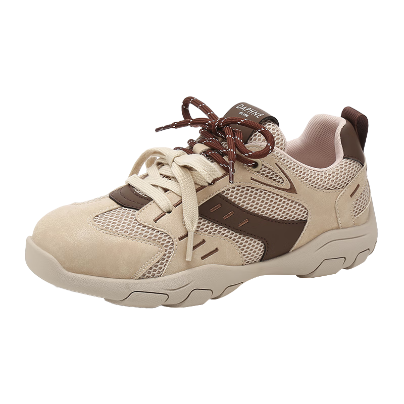 達(dá)芙妮(DAPHNE)復(fù)古厚底德訓(xùn)鞋女高級(jí)感百搭時(shí)尚軟底輕便休閑運(yùn)動(dòng)鞋女 米棕色 37