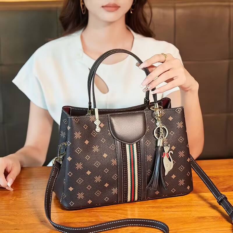 酷奇袋鼠酷奇女包轻奢品牌包包女包新款潮百搭真皮手提包女大容量斜挎包 深咖啡