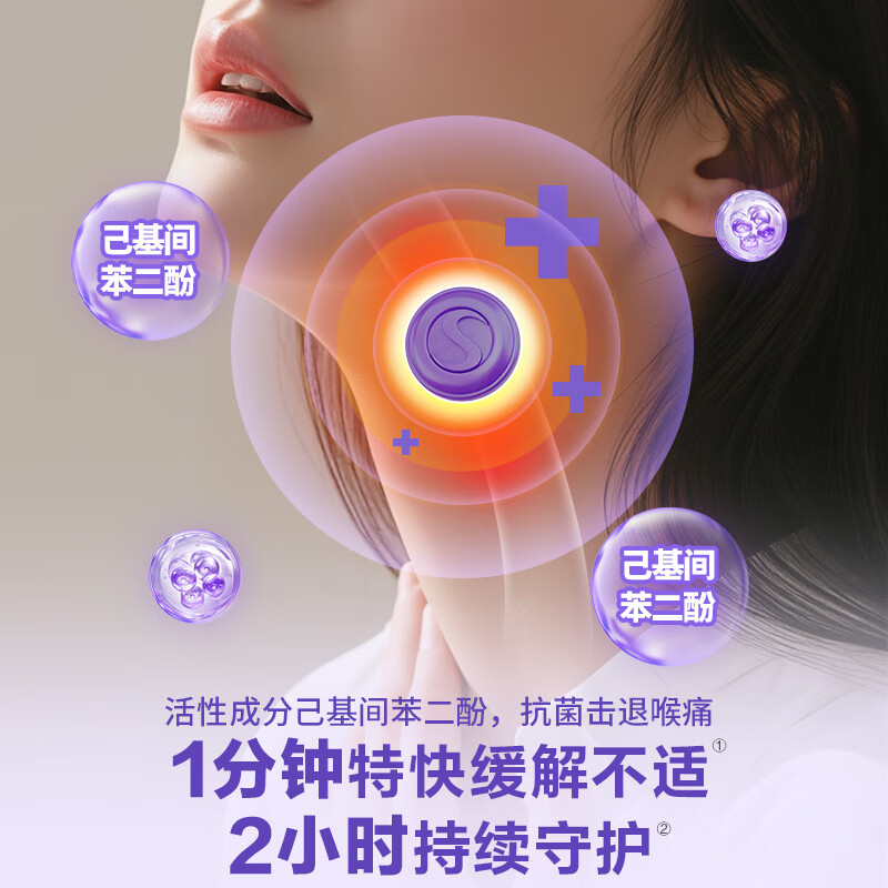 Strepsils润喉糖化痰止咳含片 咽喉炎喉咙痛咽炎祛痰干咳嗽护嗓子疼痒薄荷糖止咳糖清咽利喉 【速缓喉痛】特效黑加仑24粒