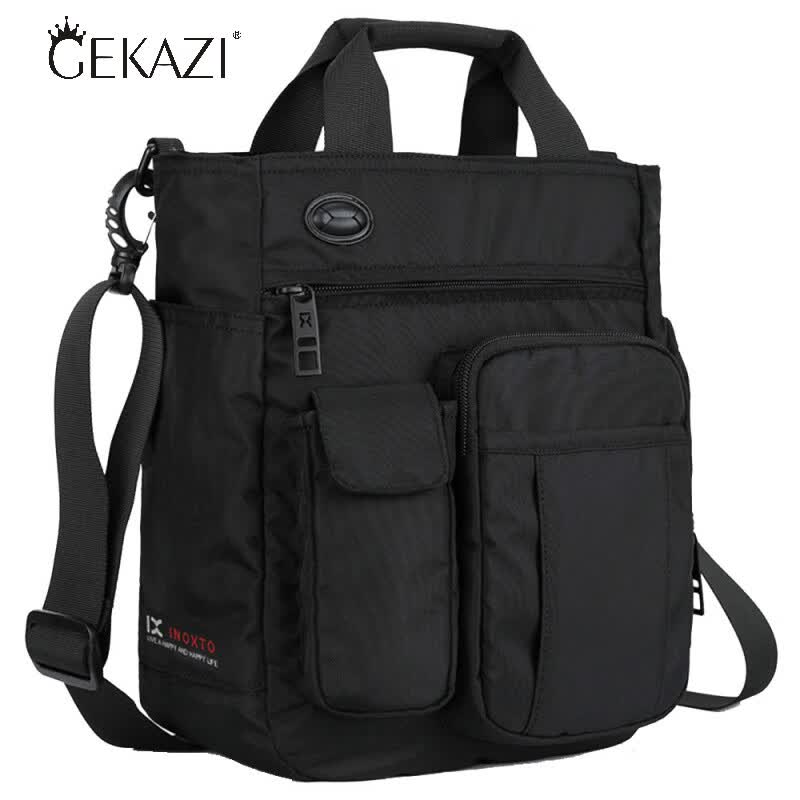 歌卡姿（GEKAZI）新年七夕男士牛津布斜挎包电脑包手提包休闲帆布包多功能 黑色[小号]单肩斜挎 可装A4书