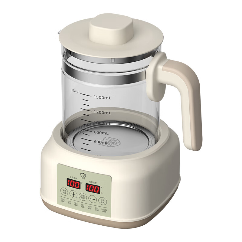 小贝熊(xiaobeixiong)恒温水壶0胶水 恒温壶婴儿调奶器温热暖奶保温家用电热烧水壶 【316L医疗级】米白色 1.3L