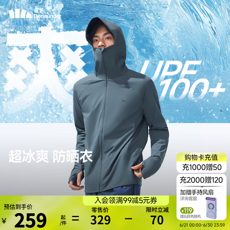 蕉下（beneunder）男士防晒衣男外套夹克男防紫外线凉感透气夏季薄款AL106 【升级款】深蓝灰 L