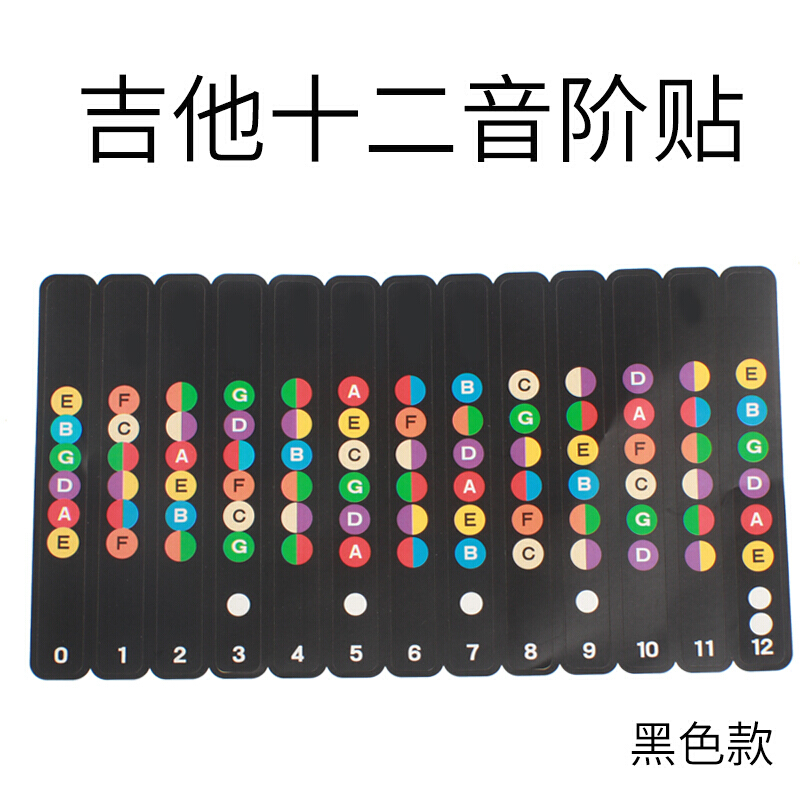 音阶贴纸琴头琴身纸板装饰数字唱名音名简谱配件贴纸 十二音阶贴 黑色
