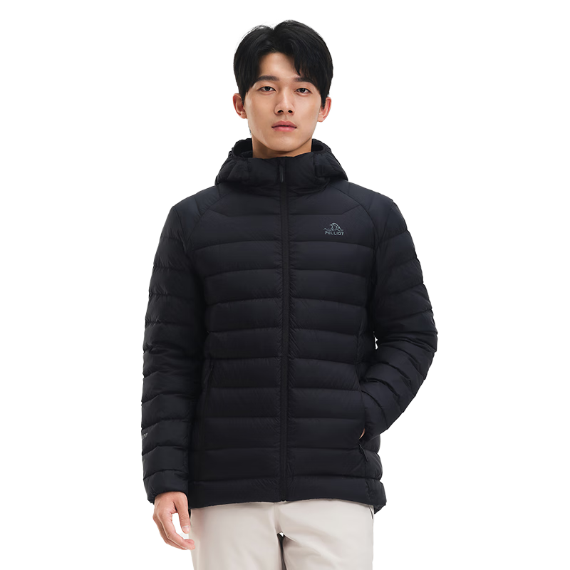 伯希和(Pelliot)戶(hù)外輕薄排骨羽絨服男800蓬鵝絨防風(fēng)外套女沖鋒內膽115408005黑XL