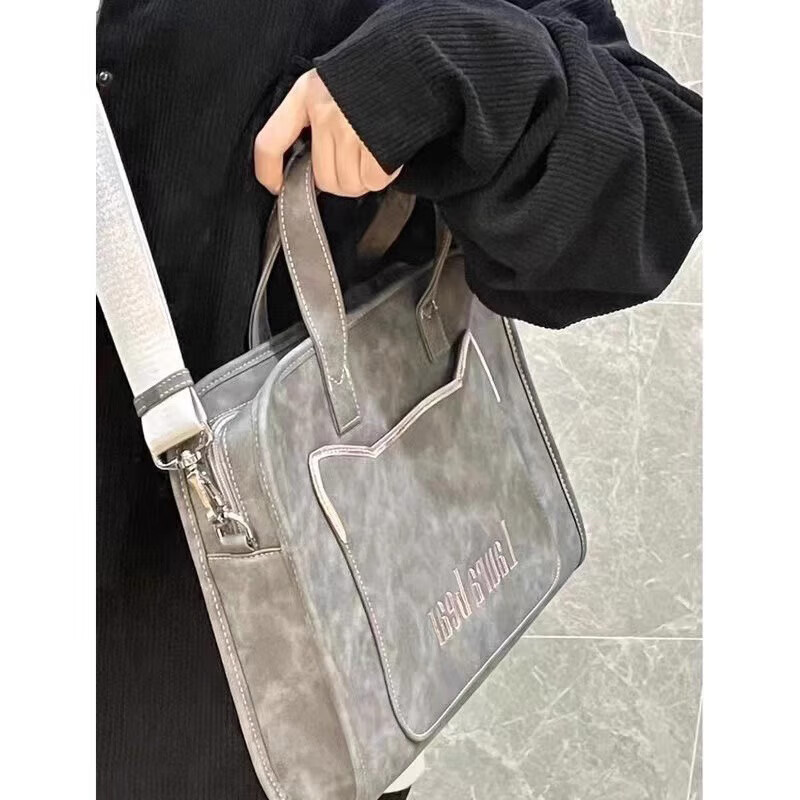 星昔15.6英寸筆記本電腦包女商務(wù)通勤單肩包大容量手提包公文包斜挎包 15.6/16寸灰（斜挎帶）隨機(jī)logo