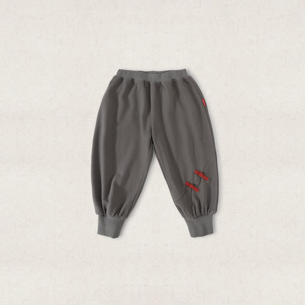 汉宫优品男童裤子秋冬季儿童长裤加绒保暖宝宝卫裤国风红色新年裤女童冬装 【常规款】太空灰 80