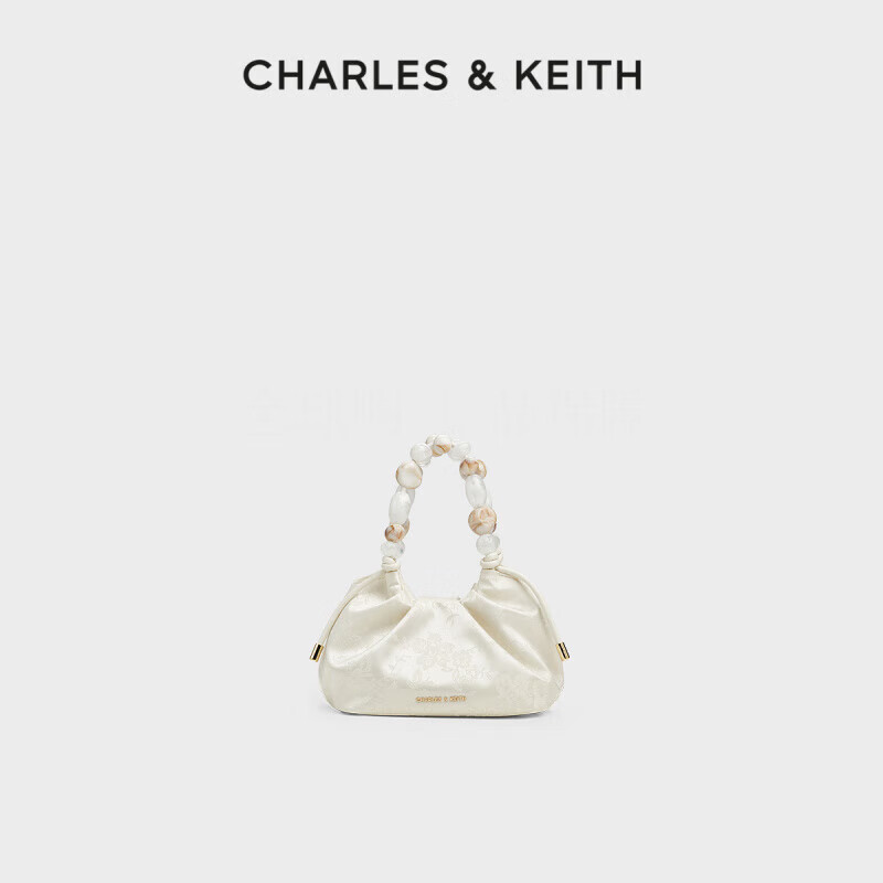 CHARLES&KEITH情人節禮物2-10271515新中式刺繡水桶包 Cream奶白色