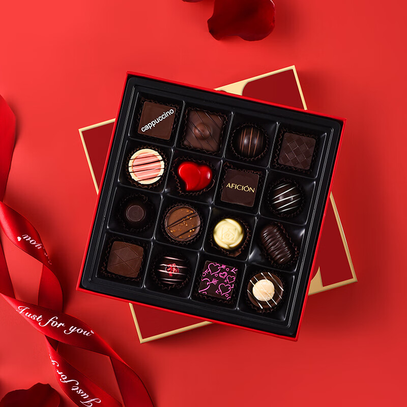 歌斐頌LOVE手工巧克力禮盒情人節表白浪漫精致送男女友禮物順豐 LOVE手工巧克力禮盒16顆裝