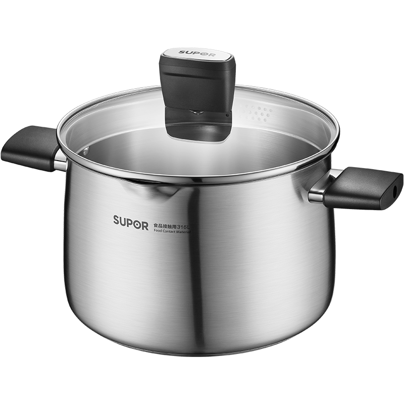 苏泊尔（SUPOR）汤锅316不锈钢汤锅桶 煲汤锅家用复底炖整鸡锅加深燃气电磁炉通用 加深【配蒸格】 22cm
