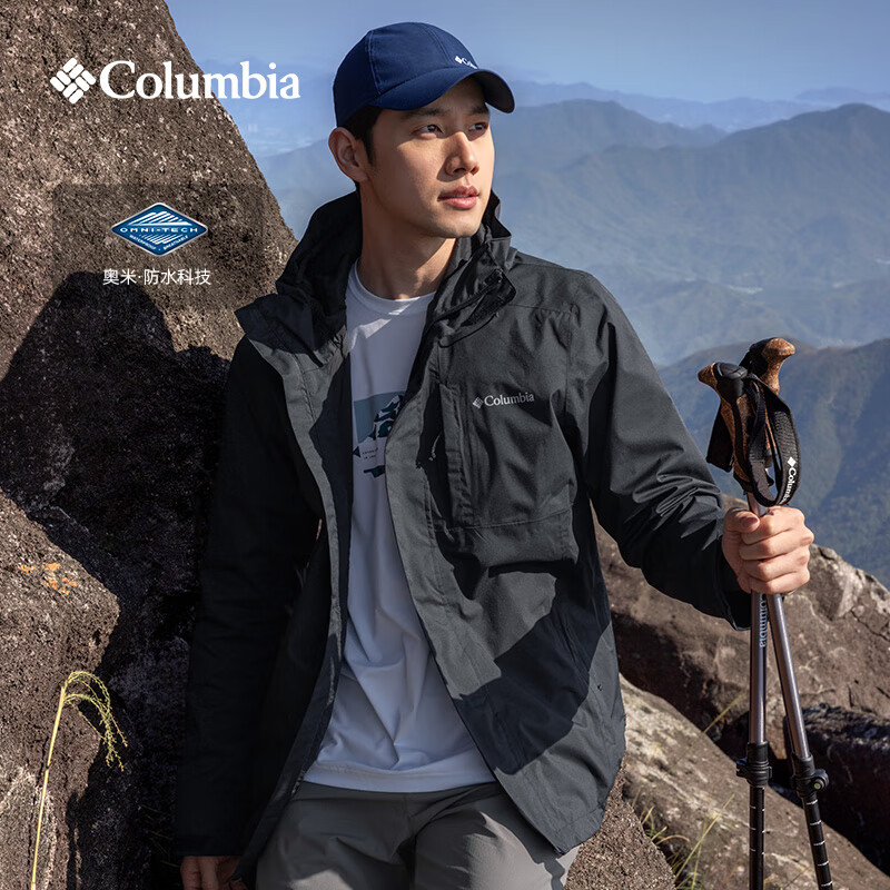 Columbia【蒋奇明同款】哥伦比亚户外情侣防水冲锋衣徒步外套XE5743 010 黑色 M(175/96A)
