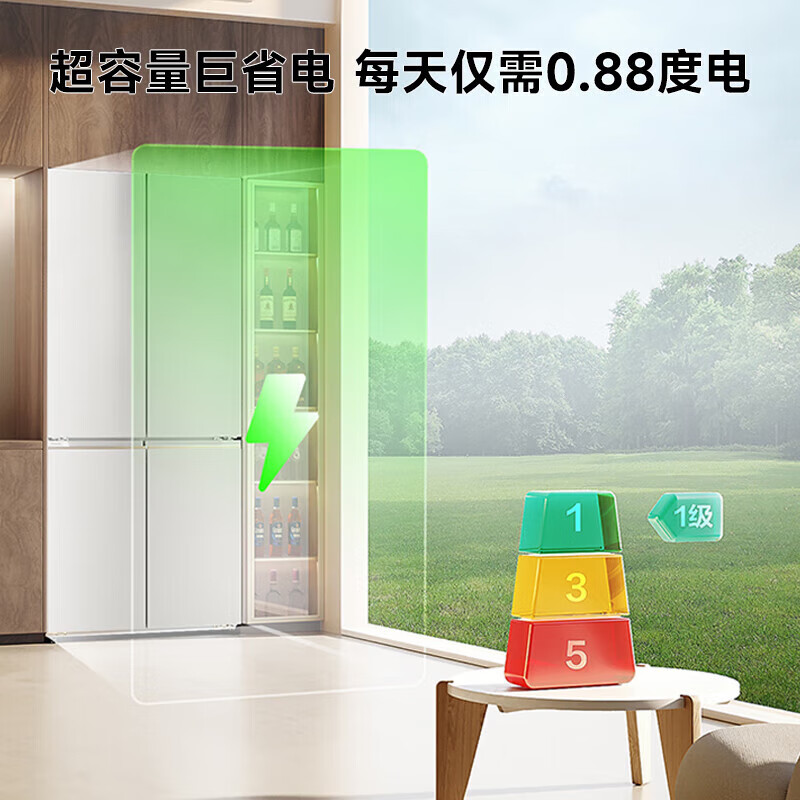 松下（Panasonic）510L大容量白月光冰箱薄零嵌入式十字门家用电冰箱风冷无霜一级能效 NR-ED51CSA-W