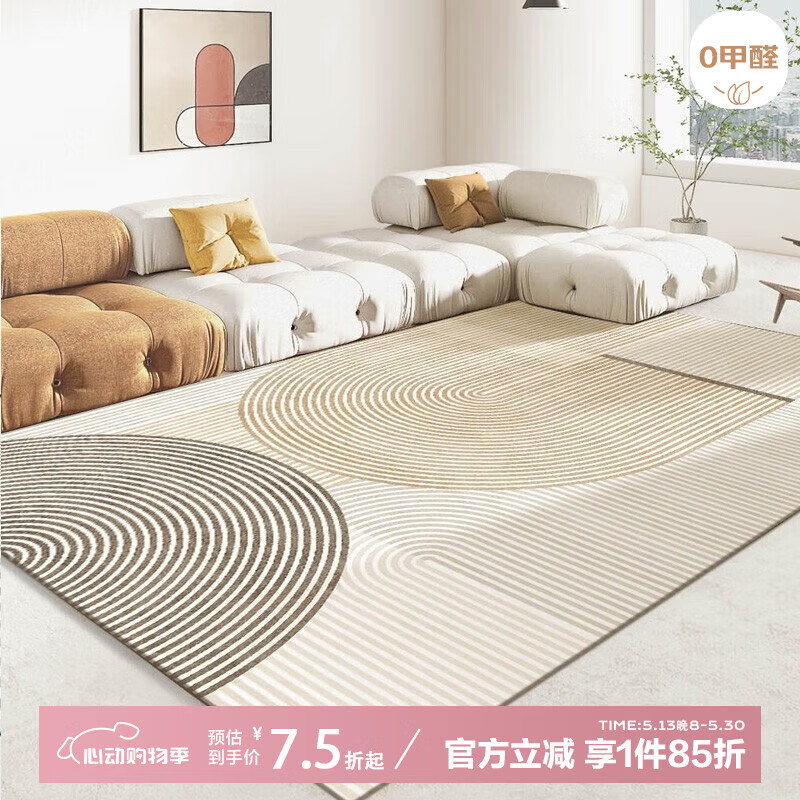 布迪思地毯客厅卧室现代简约风沙发茶几垫满铺加厚可定制大面积床边毯 现代259 80*160CM